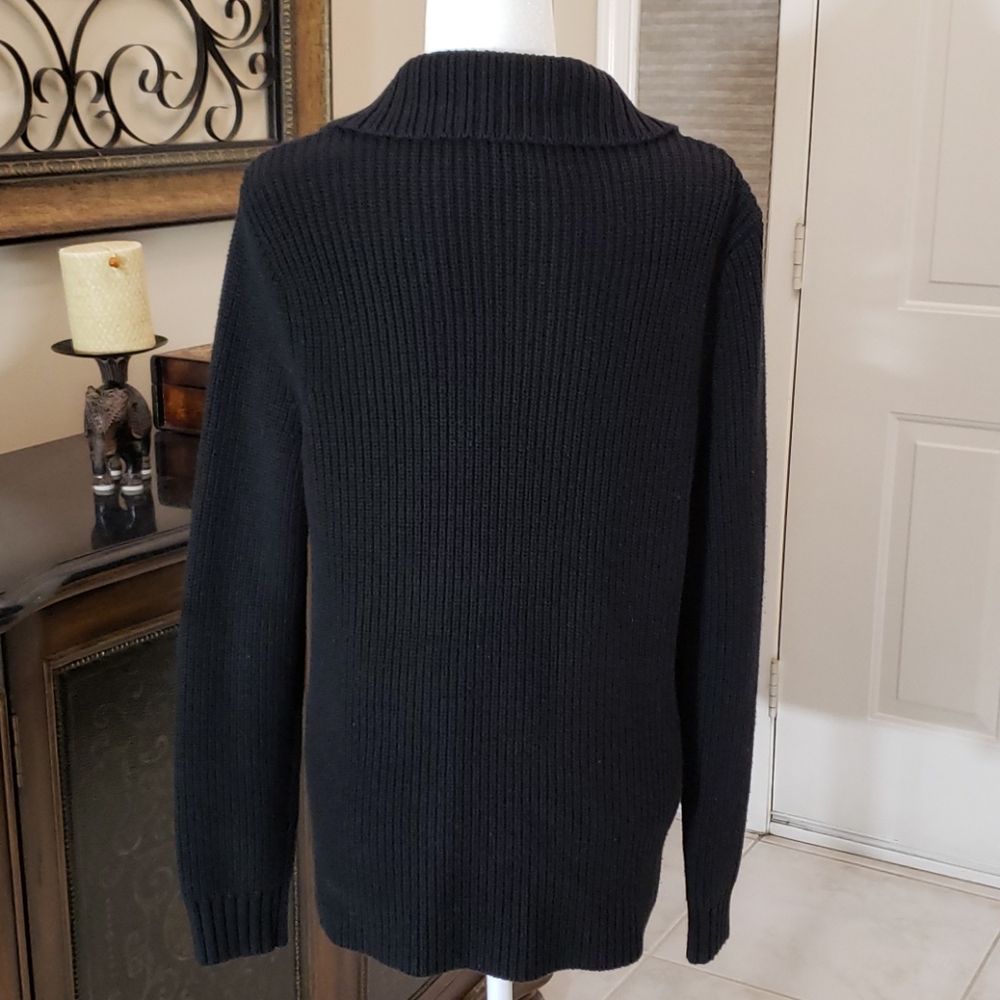 Express Cableknit Button Sweater Black Medium - image 4